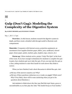 LifeSciTRC.org - Gulp (Don't Gag): Modeling the Complexity ...